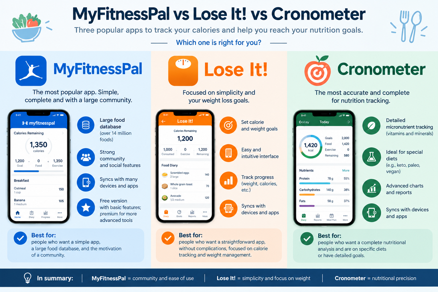 MyFitnessPal vs Lose It! vs Cronometer (2026)